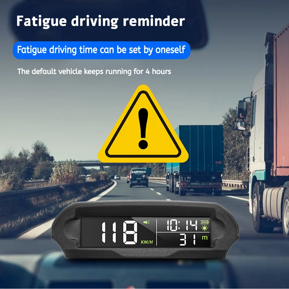 X98GPS شاشة عرض علوية عداد سرعة السيارة الرقمي بالطاقة الشمسية مع درجة الحرارة/الارتفاع الإفراط في السرعة تذكير القيادة المتعب