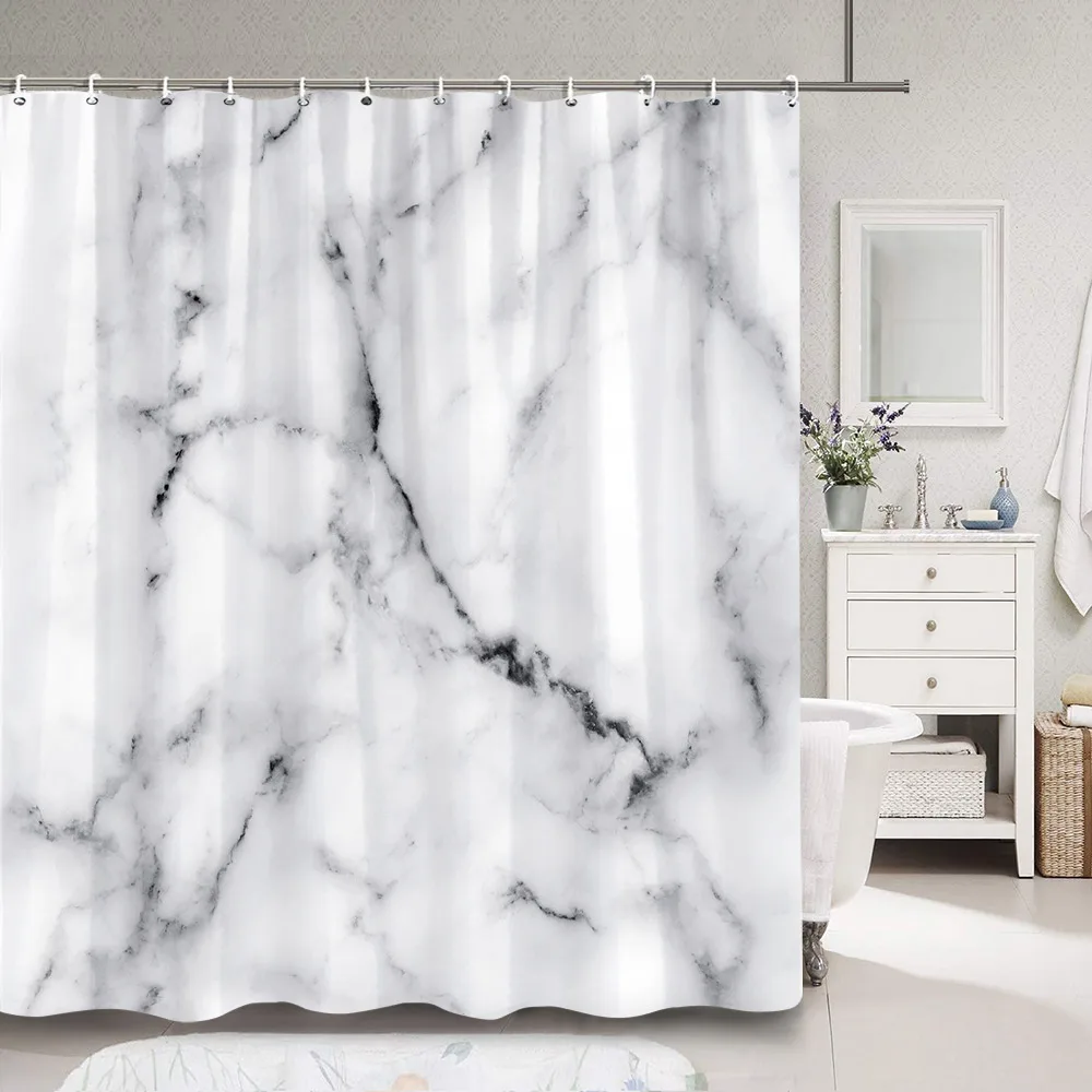 Marble Natural Luxury Abstract Fluid Texture Shower Curtain Free Flowing Metal Swirl Texture Fabric Bath Curtains Bathroom Decor
