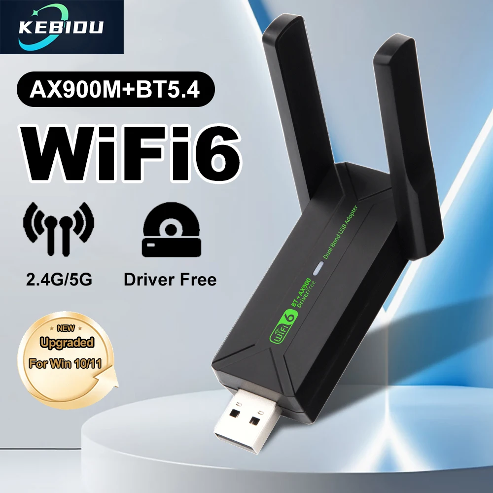 

900Mbps WiFi 6 USB Bluetooth 5.4 Adapter 802.11AX Dual Band 2.4GHz/5GHz Wireless WiFi Dongle Network Card Support Win 10/11 PC
