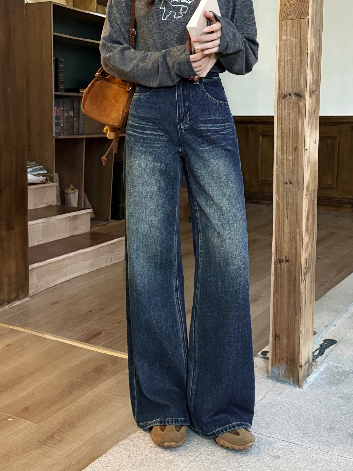 

Джинсы женские прямые с высокой талией, рваные, свободного кроя, для повседневной носки, на все сезоны, новинка зимы