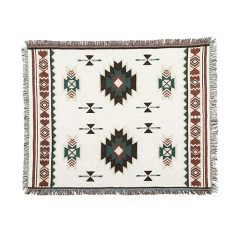 Tribal Blankets Outdoor Rugs Camping Picnic Blanket Boho Decorative Bed Blankets Plaid Sofa Mats Travel Rug Tassels Hiking