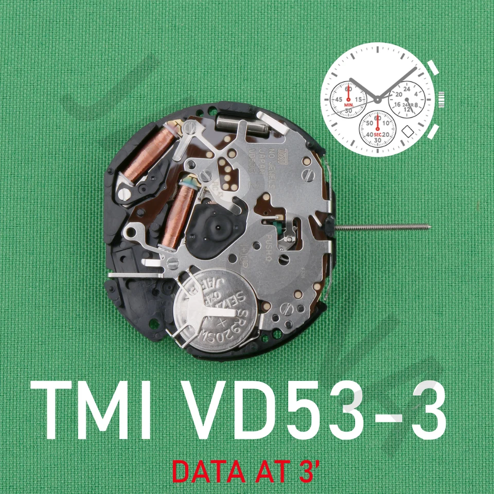 VD53 クォーツムーブメント 3針 日付表示