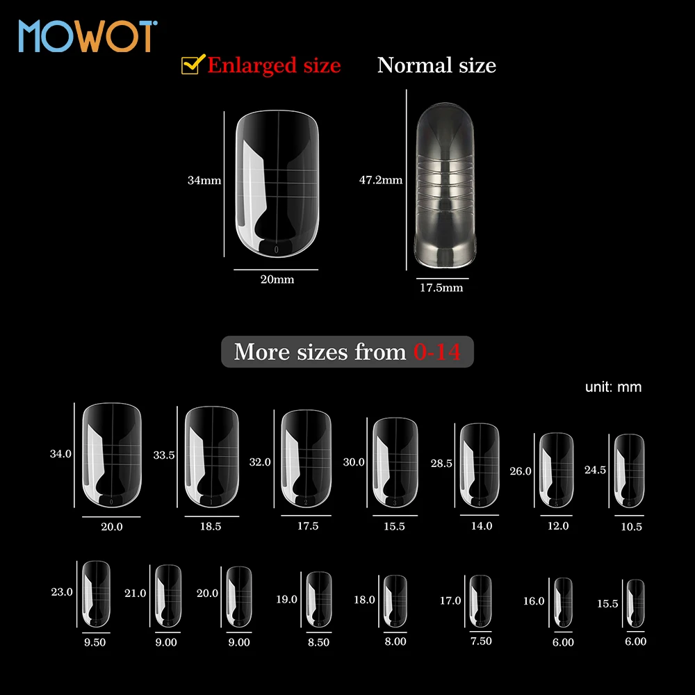 MOWOT 150 pz/scatola Doppia Forma Stampo Per Unghie Unghia Del Piede Acrilico Costruzione Rapida Stampo Per Gel Copertura Completa Punte Per Unghie Finte Estensione Superiore Forme Per Unghie