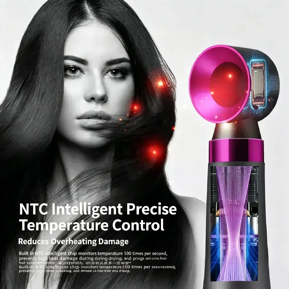 6 in 1 Negative Ion Hot Air Brush, Multifunctional Hair Dryer Straightener Curler, Professional Hair Styling Tool