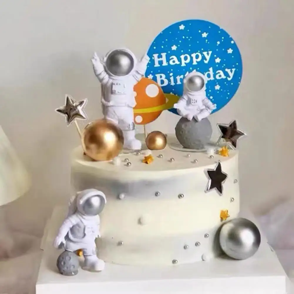 3Pcs Practical Astronaut Decors Exquisite Aviation Theme Decorations Long Lasting Space Man Birthday Cake Decorations  Decor