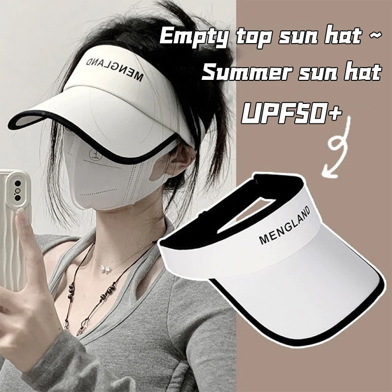 Long Brim Ice Silk Sun Hats Women Empty Top Baseball Cap Sunscreen UV Protection Visors Outdoor Riding Running Sports Shades