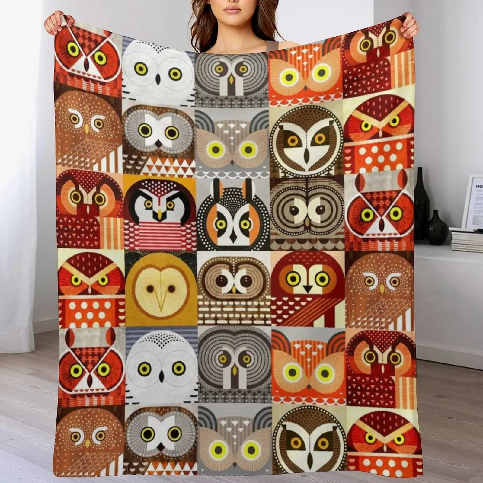 North American Owls Throw Blanket Thin Soft Blanket for Summer Night Sleeping
