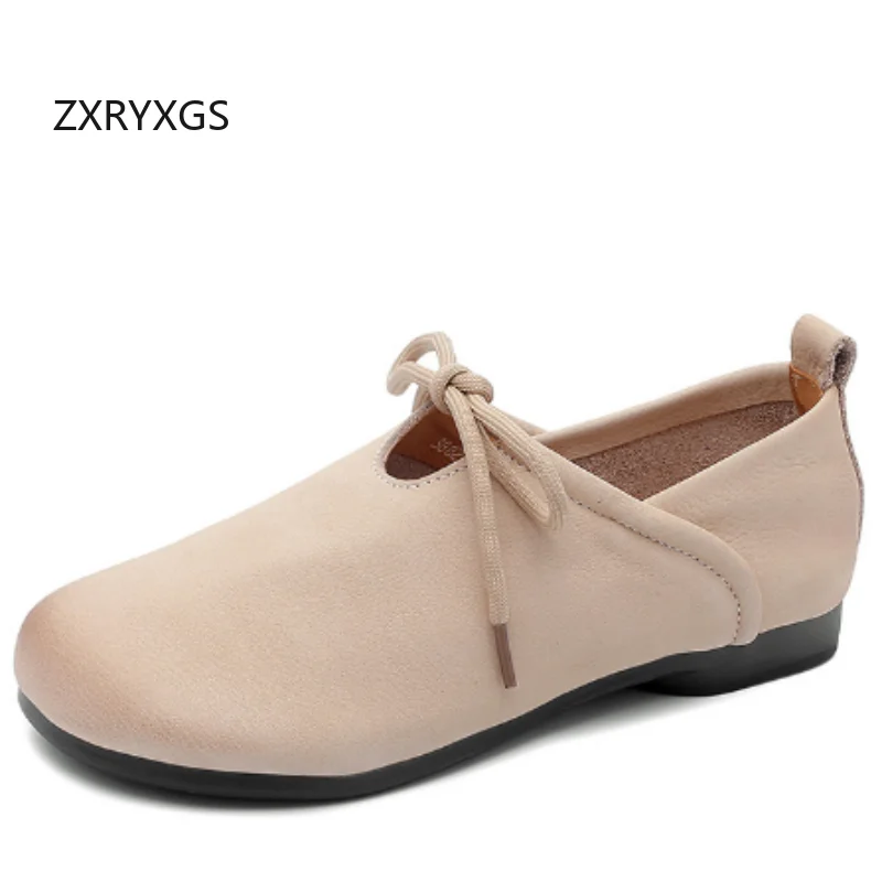 

ZXRYXGS/2022, осенняя обувь в стиле ретро, мягкая воловья кожа, обувь из натуральной кожи, удобные повседневные кроссовки на плоской подошве из мягкой кожи, дорожная обувь