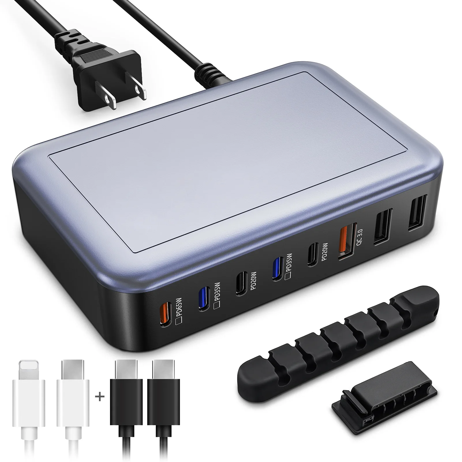 Multi functional 135W high-power PD fast charging USB multi port mobile phone and computer charger charging head