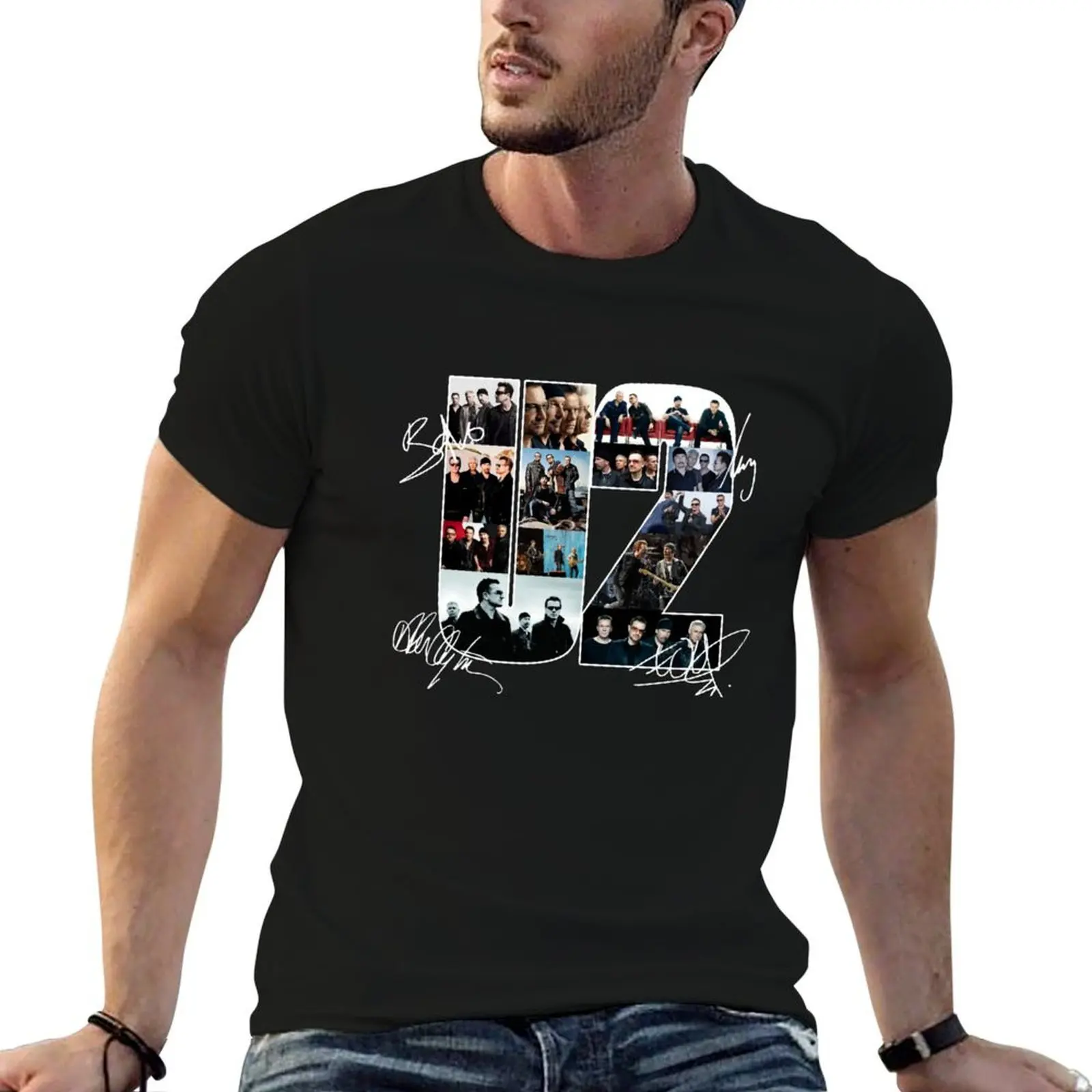 

ú2 Rock Band Signatures T-Shirt t shirts for man pack white funny t shirts dark humor cotton t shirts man 100% T-shirt