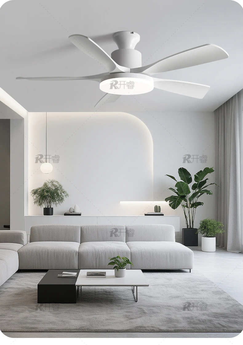 New wind fan light silent living room bedroom dining room Nordic modern simple frequency conversion ceiling fan chandelier