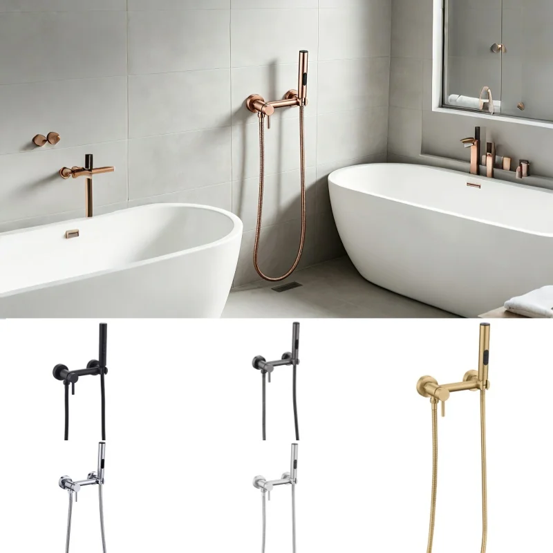 Brass Portable Toilet Bidet Sprayer Faucet Hot and Cold Mixer Handheld Hygienic Shower Bidet Set Toilet Bidet Faucet Black Gold