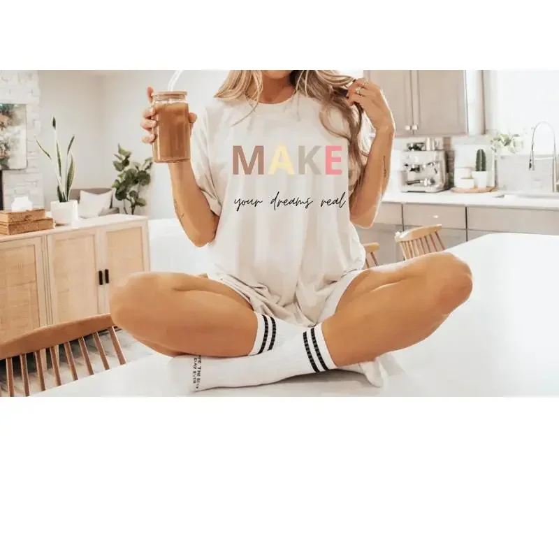 Jersey T Shirt Make Your Dreams Real Motivational Words Positive Premium