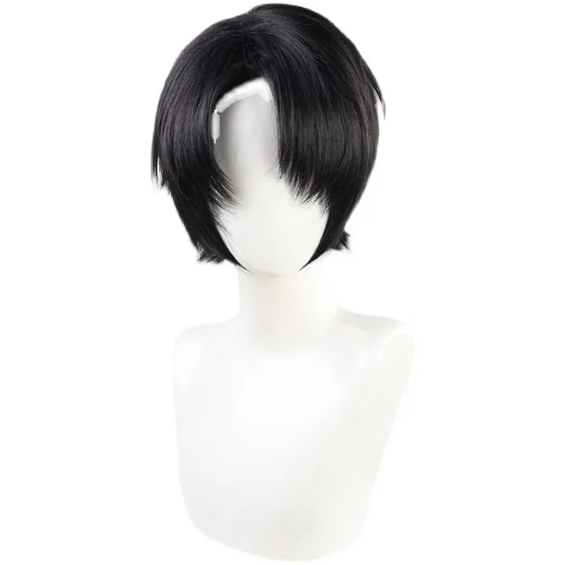 Perruque de Cosplay synthétique Levi Ackerman Cos, accessoires de fête de carnaval d'halloween, cheveux en Fiber résistante à la chaleur + bonnet de perruque
