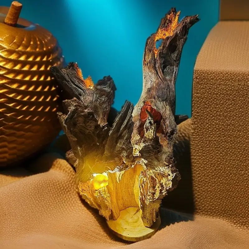 Natural tree root carving art lamp ornament creative home decoration ornament