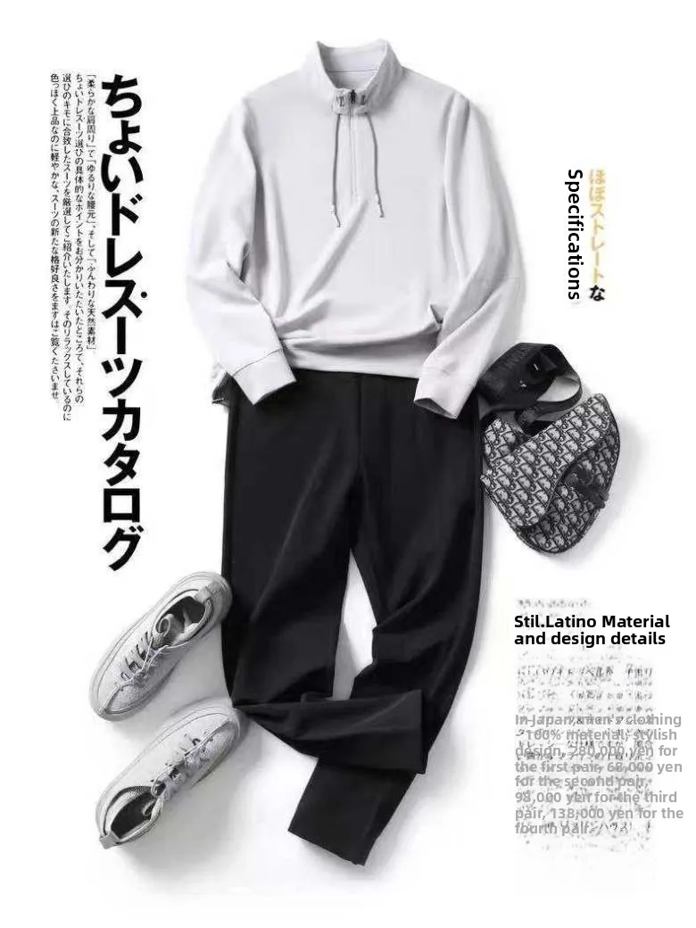 

Italian Luxury Thiened Woolen Sports Casual Pants Men's Autumn Winter New Sle Warm Retro Sle Fce Lined Versatile Cas...