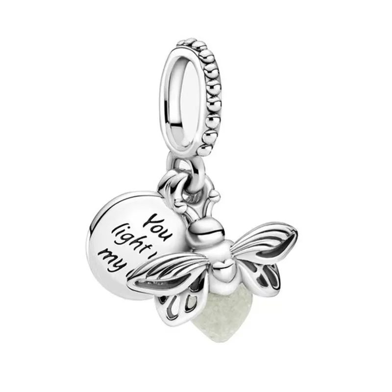 Hot 925% sterling silver exquisite light bulb sparkling firefly chili pepper boy and girl charm bead women DIY fine jewelry gift