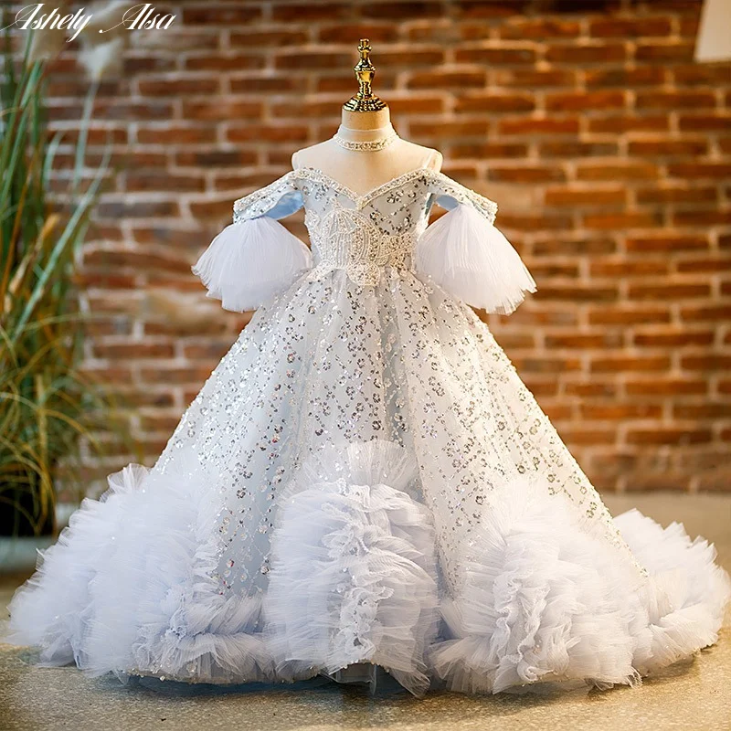 

Ashely Alsa Luxury Flower Girl Dresses Wedding Princess Children First Communion Pageant Dress Birthday Party Prom Gown AA009