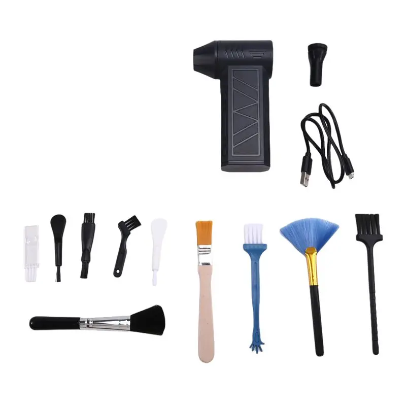 

B59B-Мини-воздуходувка с дополнительной насадкой и вентилятором-щеткой, ветровой электрический вентилятор, сушилка для пыли