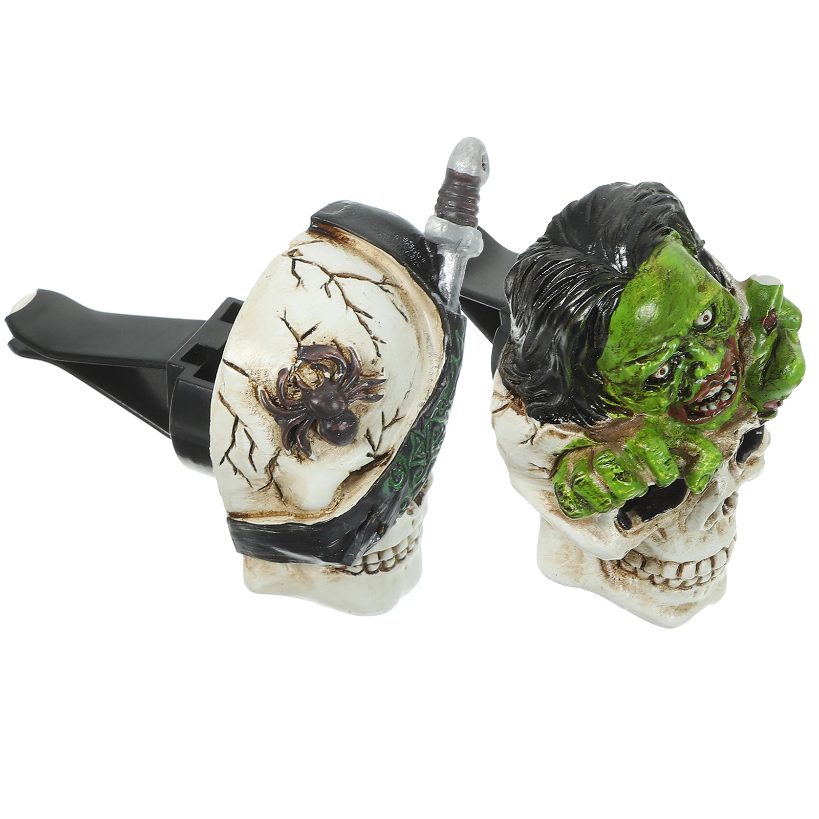

2 Pcs Air Freshener Skull Aroma Diffuser Vent Clip Plastic Supply Decorative Accessories Halloween Gadgets Fragrance