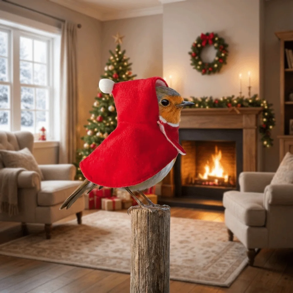 Thickened Christmas Parrot Cape Warm Comfortable Santa Claus Parrot Coat Snap Fastening Windproof Winter Parrot Cloak