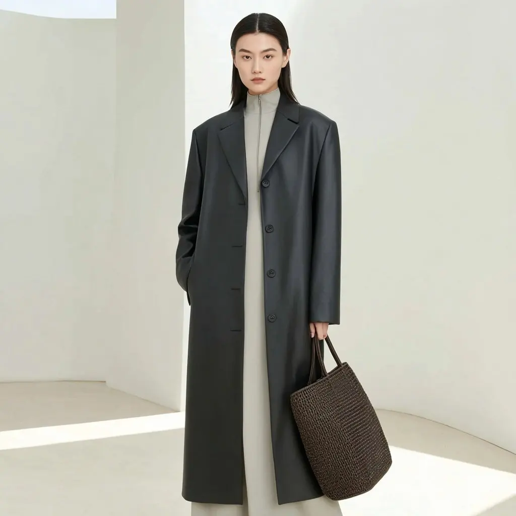 

Женское повседневное кожаное пальто, элегантная модная верхняя одежда на осень-зиму, стильный дизайн для прохладной погоды