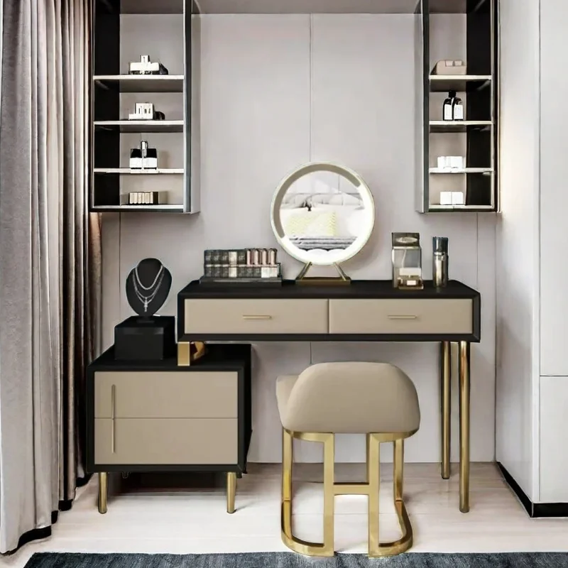 

Luxury Economy Smooth Mirror Elegance Dressers Make Up Table Bedroom Furniture Makeup Dressing Vanity Cabinet Dresser Economic