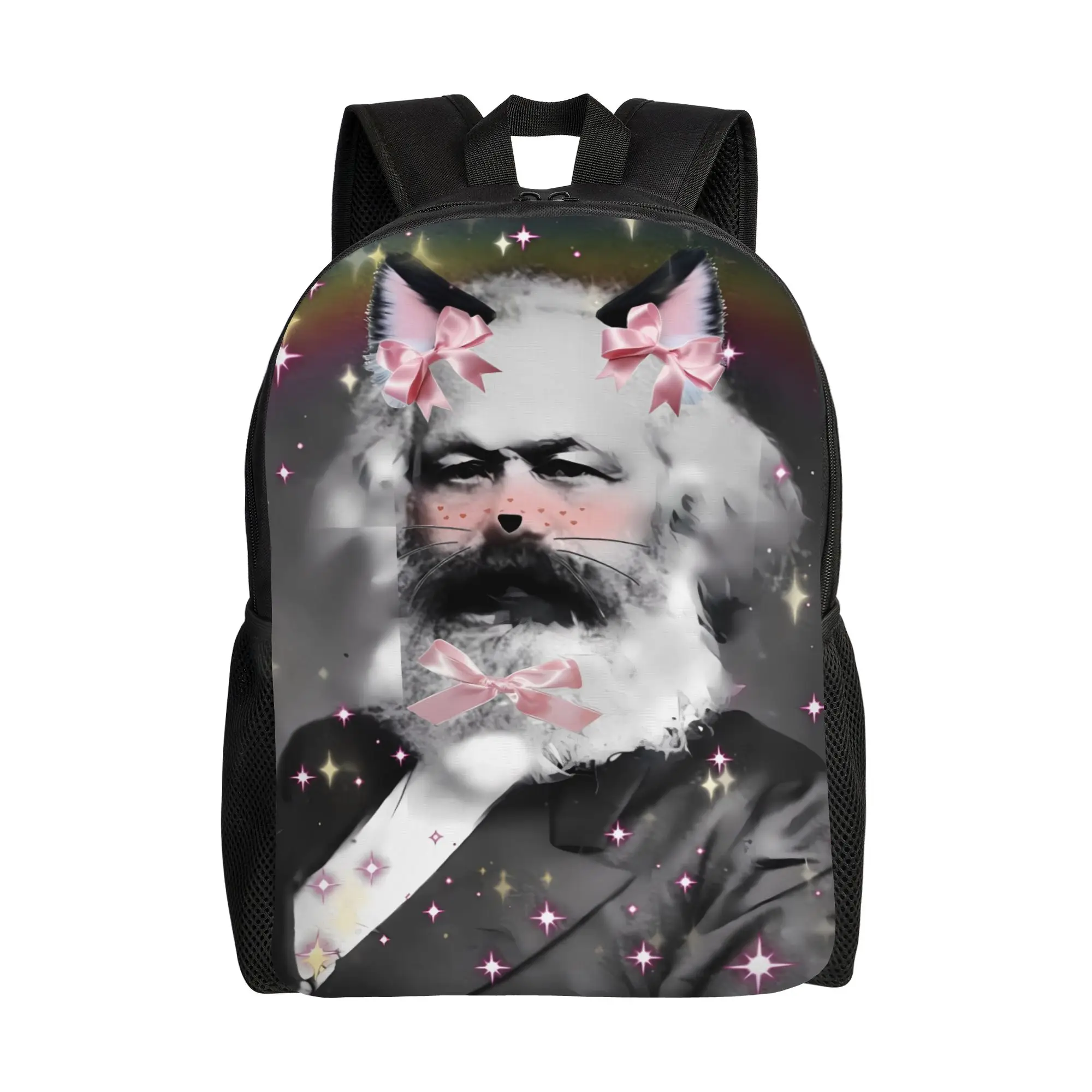 

Karl Marx Engels and Lenin Backpack Teen Polyester Workout Backpacks Large Kawaii High School Bags Rucksack