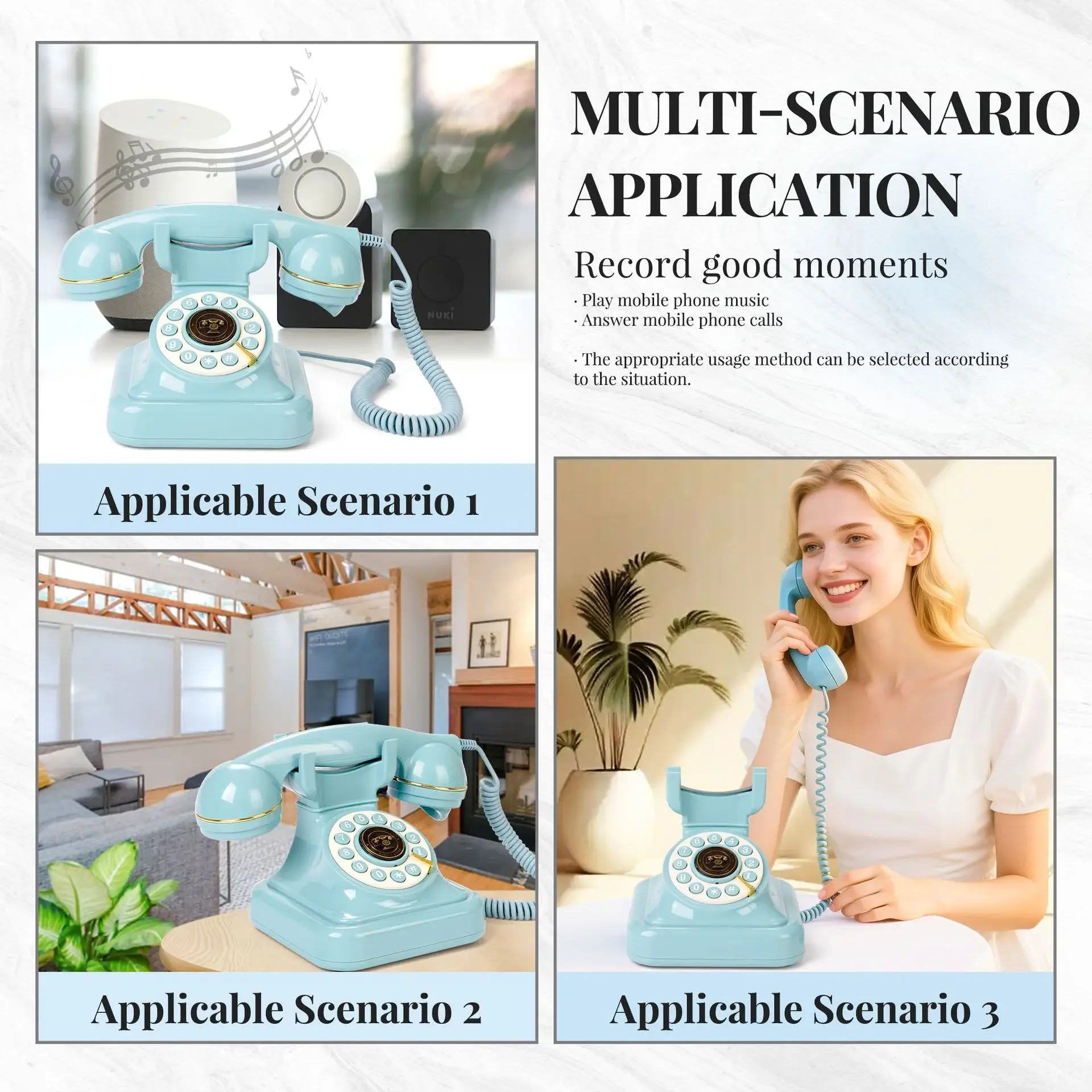 Telephone mobile phone Bluetooth connection fixed landline wedding party message blessing telephone