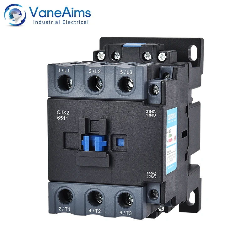 AC Contactor 220v Three-phase Single Phase 1NO1NC Contacts CJX2 Contactors 3P Contactors Coil Voltage 380vac Din Rail Mounted