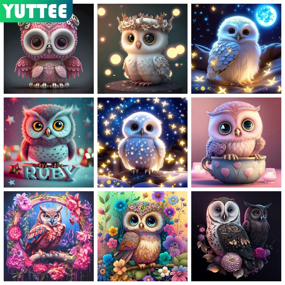 

Cute Owl 5D DIY Diamond Painting Mosaic Fantasy Pretty Cartoon Animal Embroidery Cross Stitch Picture Home Decor Children Gift