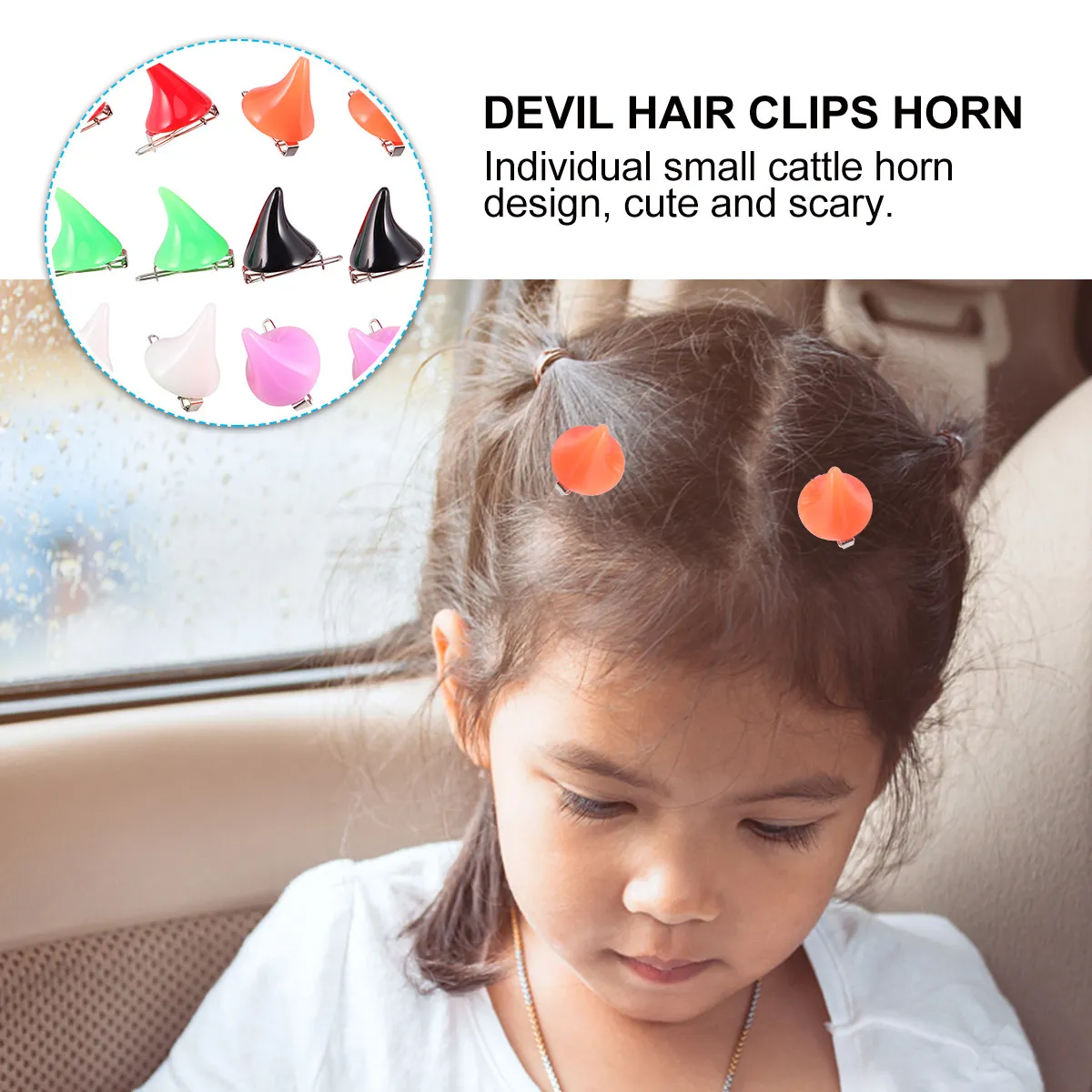 1Set Halloween Hair Clips Devil Horn Accessory Assorted Color Scary Cosplay Hairpin Party Headwear Halloween Hair Clips Horn