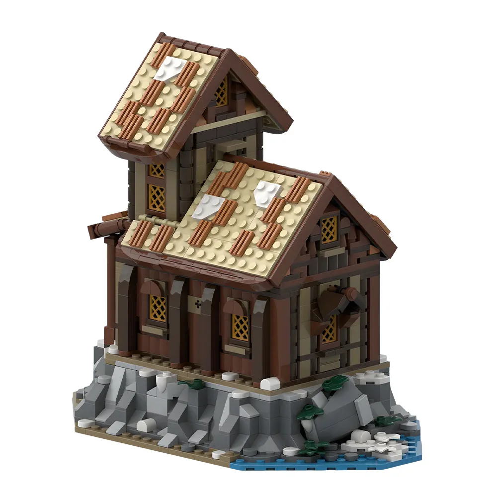 Blocs de construction modulaires MOC Hapel of Solitude, village médiéval viking classique, église, jouet en briques pour adultes