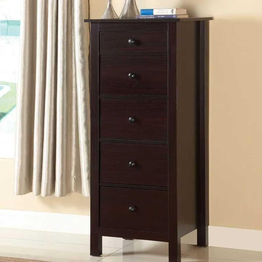 

Transitional Espresso Compact Design 5-Drawer Chest Bedroom/ Small Living Space Chest of drawers