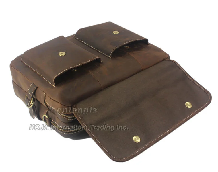 Männer Leder Vintage Aktentasche Einkaufstasche Business-Tasche verrücktes Pferd echtes Portfolio Männer Aktentasche männlich 15 "Laptop-Büro