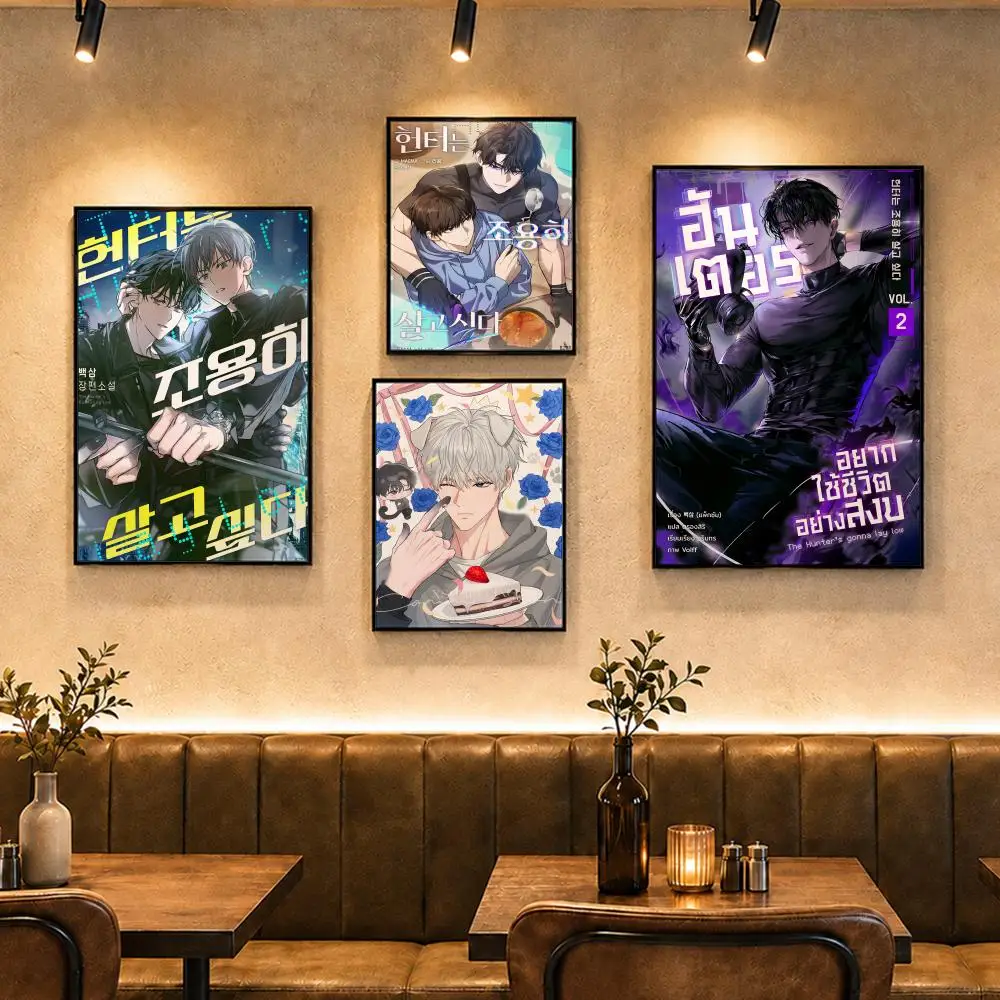 Fantasy Manhwa T-The Hunter's Gonna Lay NowS Poster Vintage Retro Anime Poster Stickers Peel and Stick Wall Art Home Decor