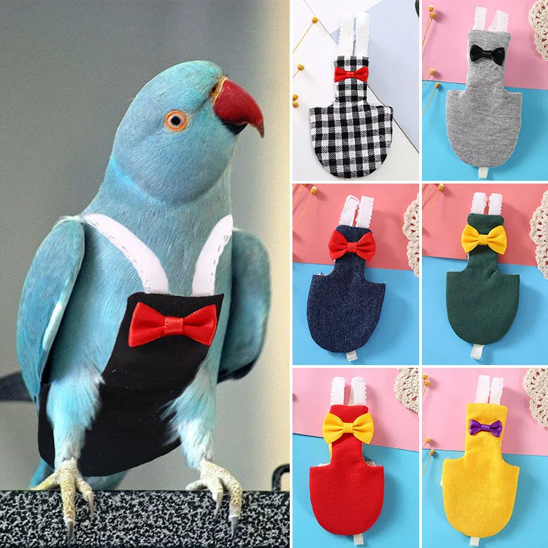 Bird Parrot Diaper with Bowtie Cute Flight Suit Nappy Clothes for Green Cheek Conure Parakeet Pigeons Medium Large Pet Bird