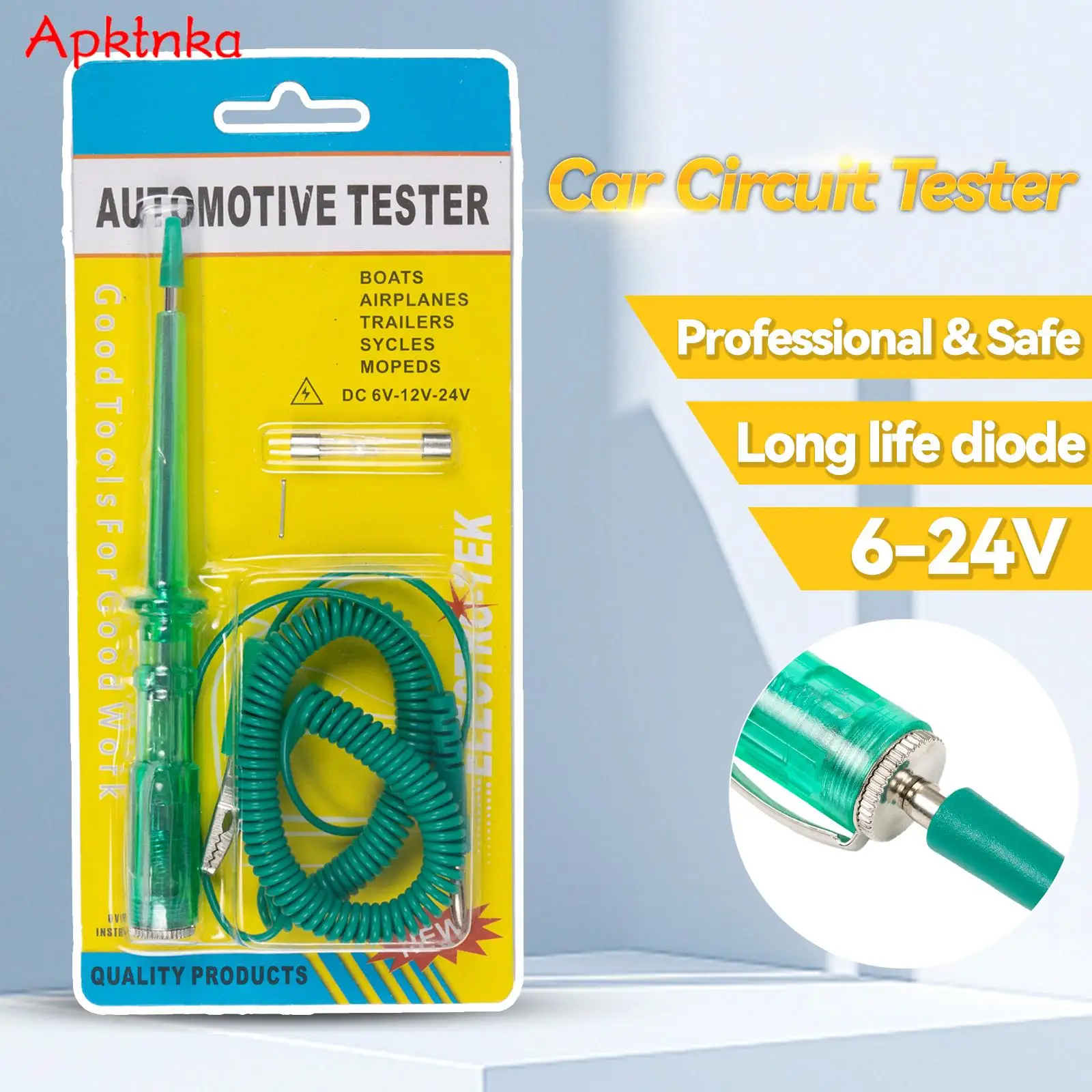 APKTNKA Diagnostic Tools Probe Light System Test DC 6V 12V 24V Auto Car VoltMeter Light Bulb Circuit Tester Lamp Voltage Test