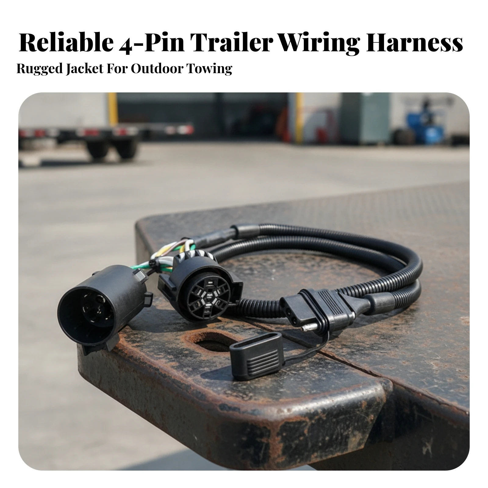 7-Pin to 4-Pin Trailer Wiring Harness Weather-Resistant American-Style Trailer Wiring Adapter with Dust Cover Heavy-Duty Sealed