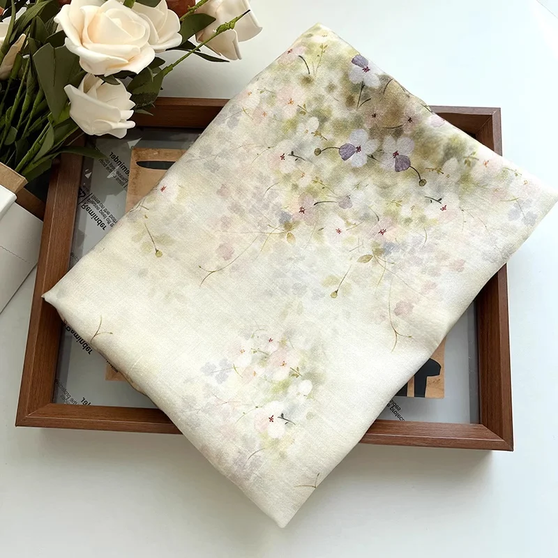 

50x150cm hydrangea digital printed acetate Tencel fabric 1. New Chinese-style DIY fabric for cheongsam, dress and shirt