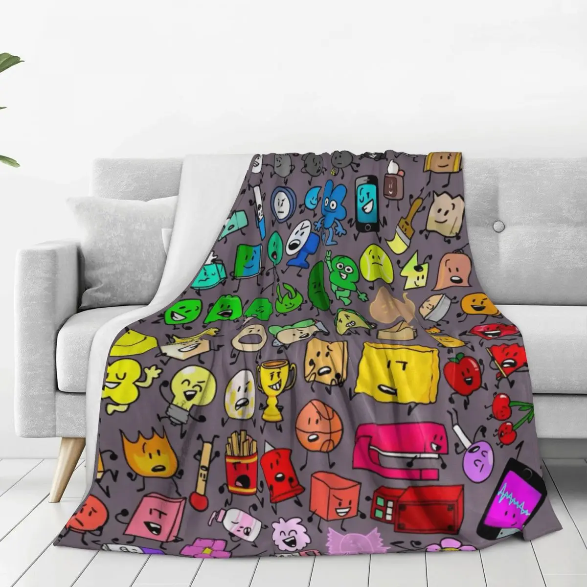 Bfdi Inanimate Insanity Cartoon All Character Blanket Travel Office Flannel Throw Blanket For Living Room Warm Quality Bedspread