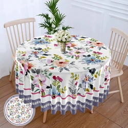 1 Piece Purple Butterfly Flower Circular Tablecloth Waterproof Color Terrace Dining Table Cover Multi-purpose 63 inch Tablecloth