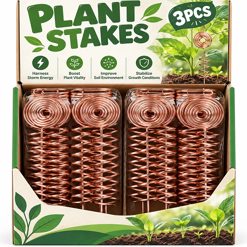 Plant Stakes Copper Electroculture Coil Antenna Plant Growth Support Garden Copper Wire Rod for Vegetables Flower Pot Fruit Tree