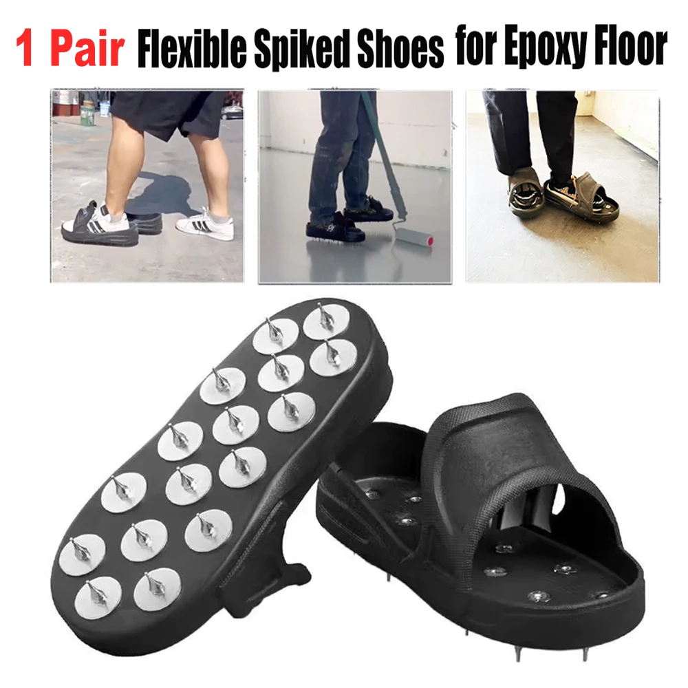 1 Paar flexible Epoxid-Boden-Schuhe mit Spikes, große Größe zum Beschichten von Epoxidfarben,
