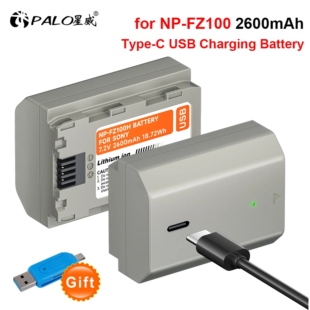 PALO NP-FZ100 NPFZ100 NP FZ100 USB Rechargeable Battery for SONY Alpha A6600 A6700,A7 III, A7R III, a7S III ,A7C,A9 ,a9 II