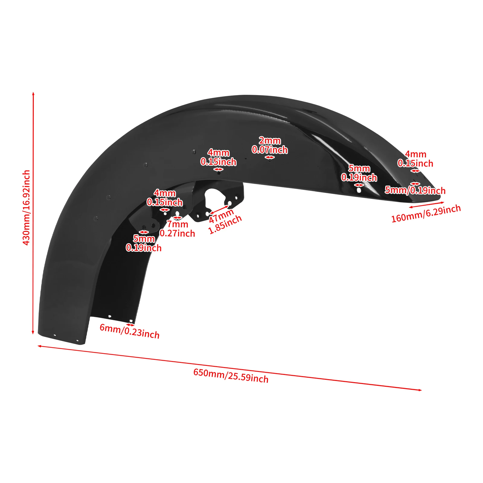 Motorcycle 17'' Front Fender Mudguards Steel Fairing Wheels Wrap Gloss Black For Harley Touring Road King Electra Glide 2014-23