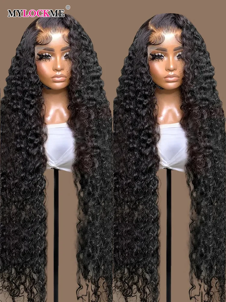 34 36 38Inch Deep Wave Frontal Wig 13x4 13x6 HD Lace Front Human Hair Wigs Brazilian Water wave Curly Hair 4x4 Lace Closure Wig