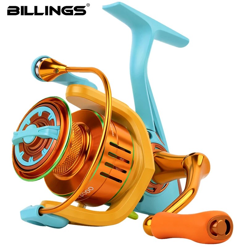 BILLINGS Spinnrolle 1000-6000 Serie Angelrollen Maximale Bremskraft 10KG Übersetzungsverhältnis 5.0:1/4.7:1 Carretilha mit Metallspule & Rocker