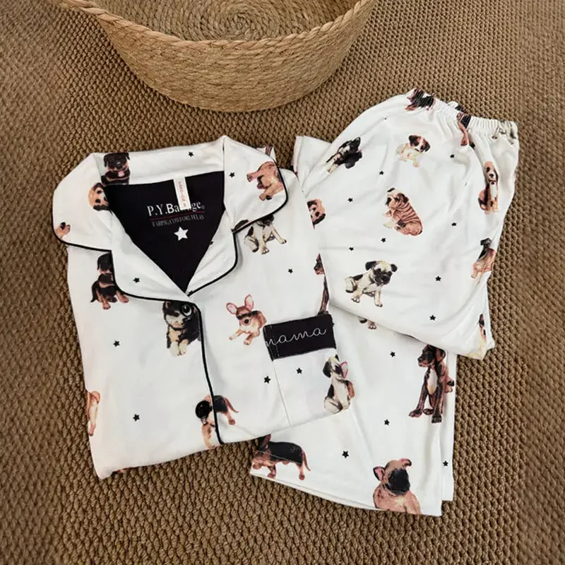 Autumn Winter Velvet Soft Pijamas Suit 2 Pcs Shirt&pants Home Wear Sleep Set Cute Print Chemise Loungewear Cozy Sleepwear