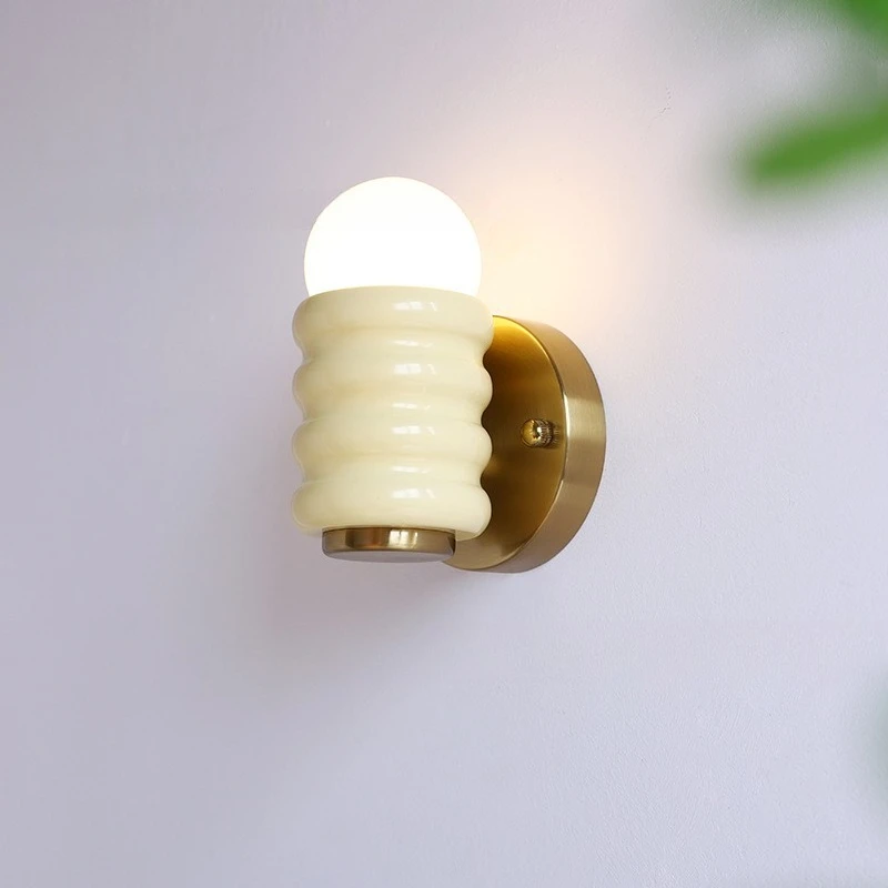 Middle Ages Retro Glass Wall Light Luxury Metal LED Wall Sconces for Bedroom Living Room Hallway Aisle Staircase Minimalist Lamp